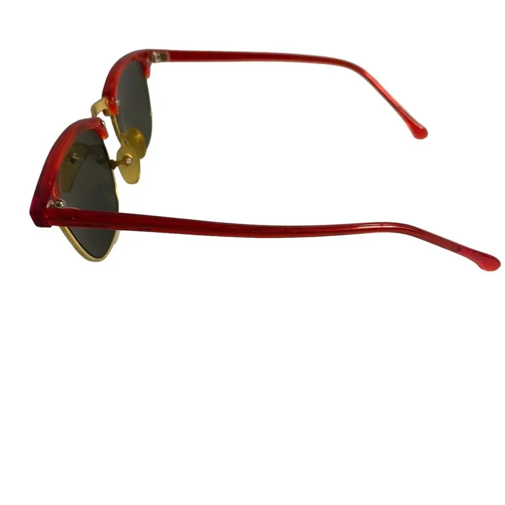 #8033 Sunglasses with Red Frames Green Lenses Vintage
